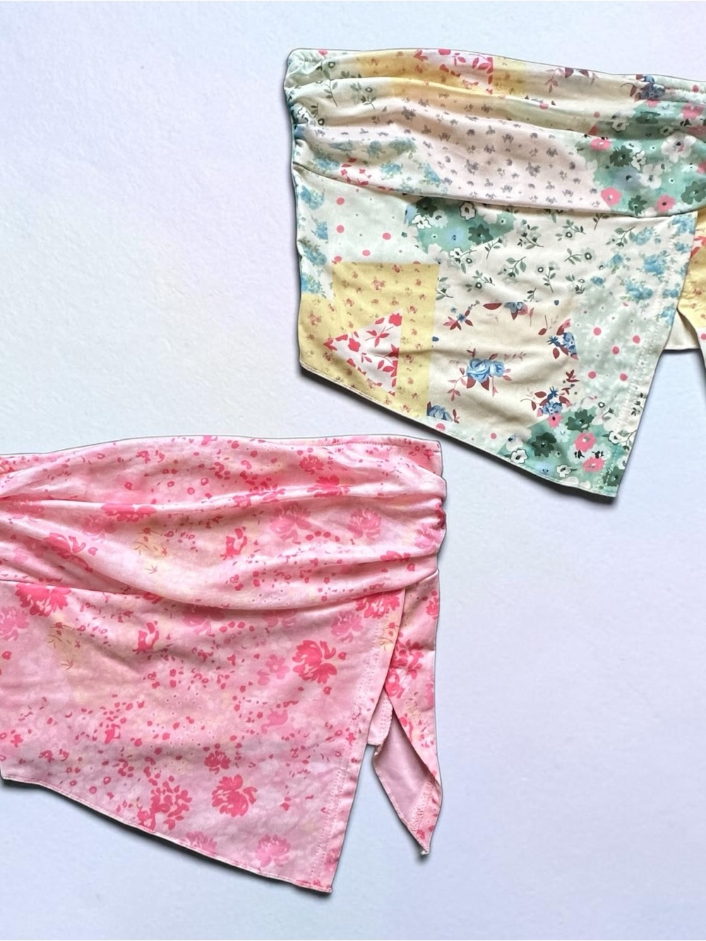 Milumia Strapless Floral Summer Mesh Ruched Tube Top Size Small